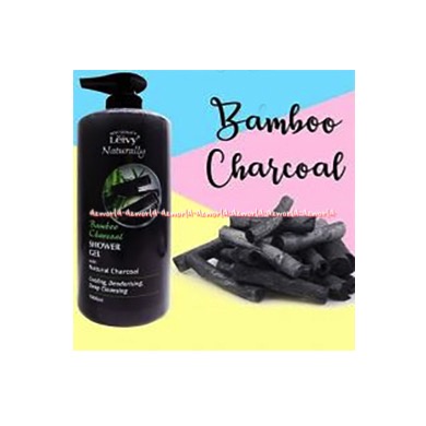 Leivy Naturally Bamboo Charcoal 1L Shower Gel Natural Charcoal Sabun Mandi Arang Hitam Cooling Deodorising Mengjilang Jerawat Punggung 1 Litter Leivi