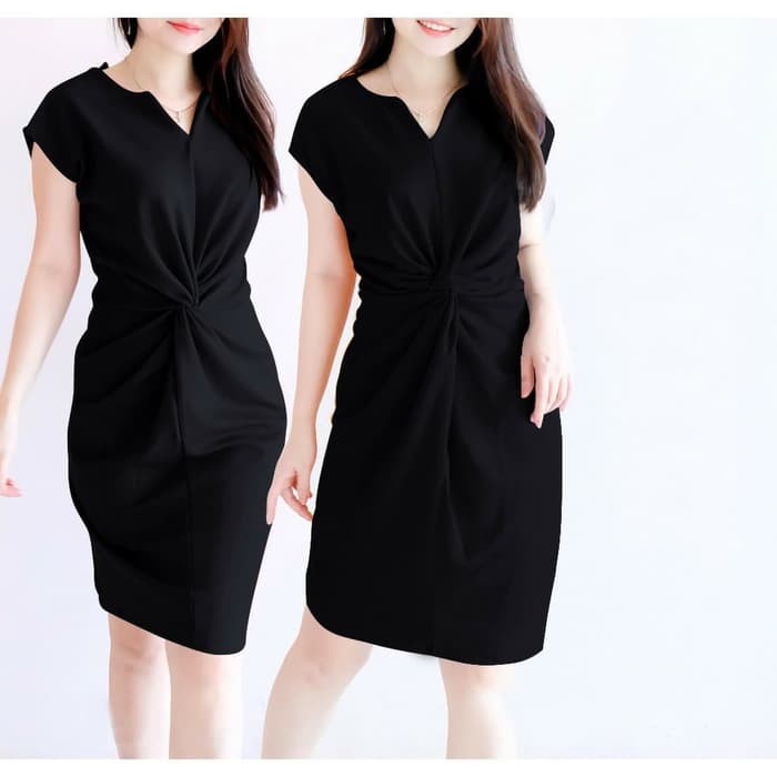Dress Casual Model Warna Polos DRES WEIWEI HITAM [Dress 0107] TAP 52GXP