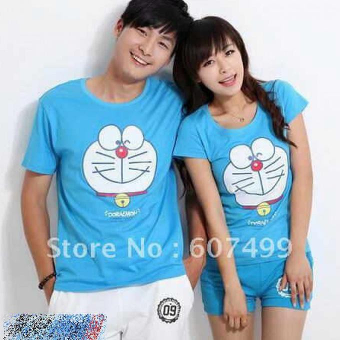 KUALITAS BAGUS DORAEMON / BAJU COUPLE / COUPLE / KAOS COUPLE / BAJU PASANGAN /MURAH KEKINIAN