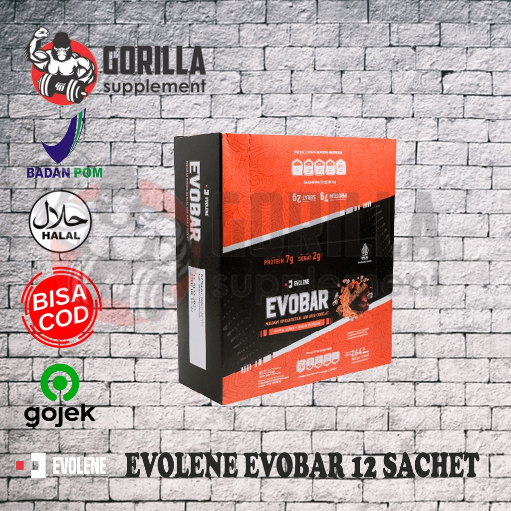 EVOLENE EVOBAR 1 Box isi 12 Sachet Snack Cemilan Sehat HEALTHY CHOCOLATE Diet EVO Bar