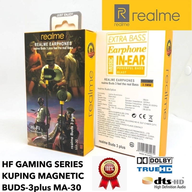 GROSIR HANDSFREE GAMING REALME BUDS3 PLUS M30 KUPING MAGNETIC TRUE HD