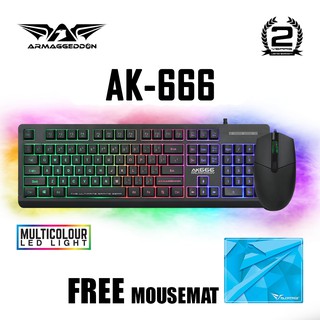 Armaggeddon AK666 Membrane Gaming Keyboard Combo Asic 9 Wired Mouse [ Garansi Resmi 2 Tahun ]