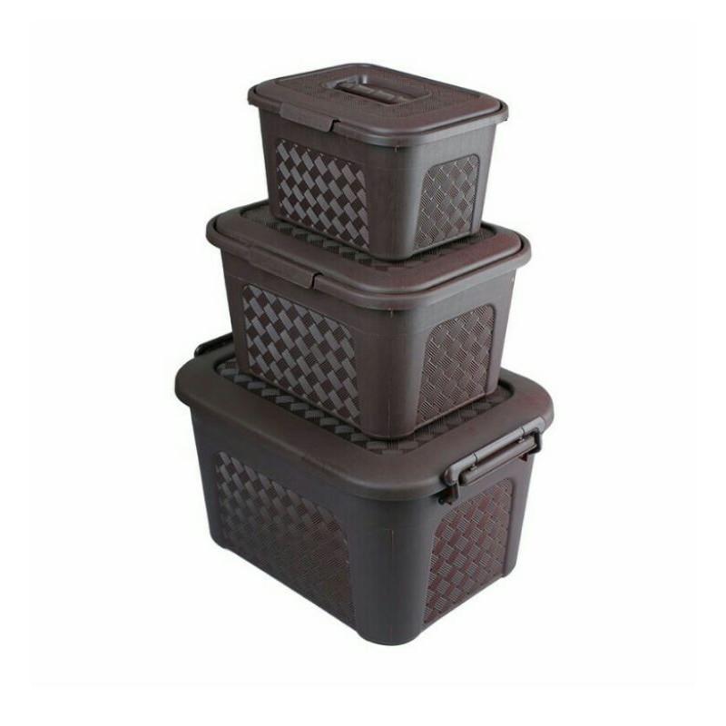 LUCKY BIRD Container Box 3 pcs (S) L-810 (M) L-811 (L) L-812 - Brown