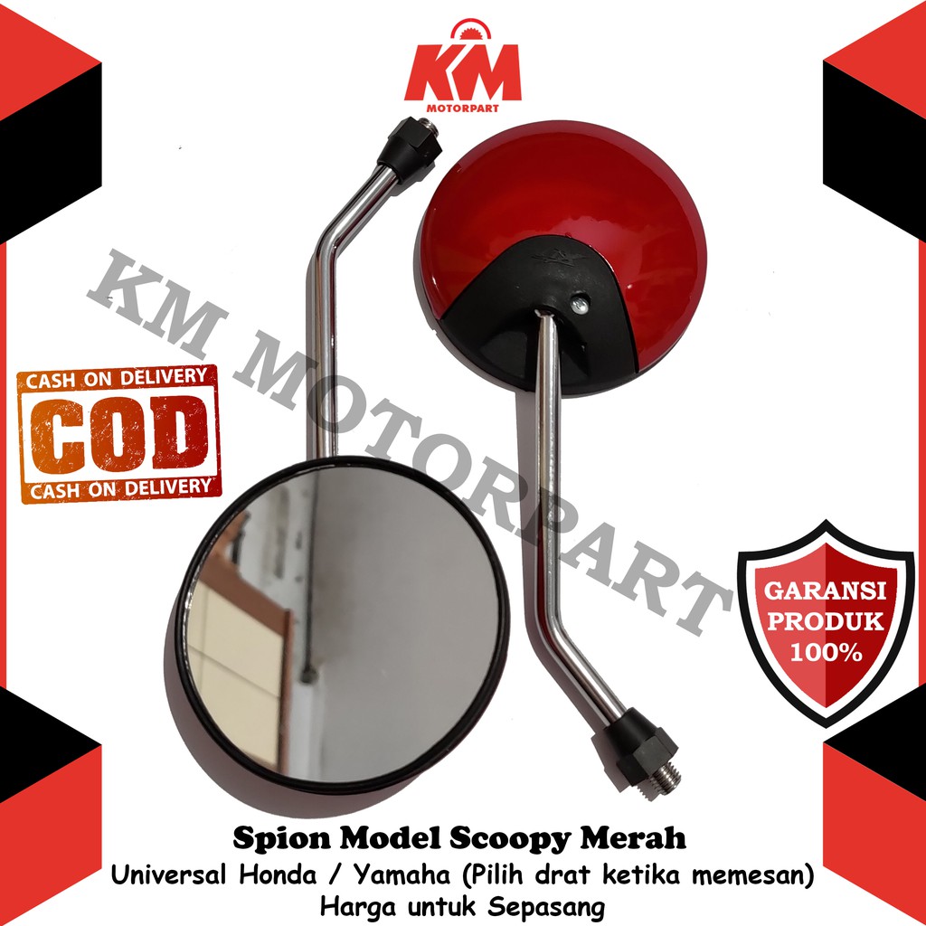 Kaca Spion Scoopy Variasi Universal Honda dan Yamaha Cocok ke Beat Vario Mio Lexi NMax Aerox Supra