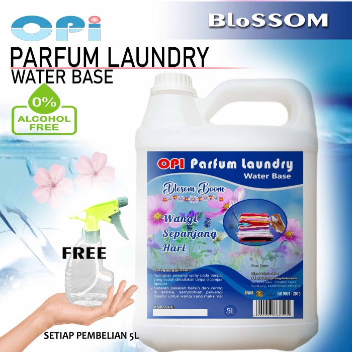 Parfum Laundry 5 Liter Water Base Blossom dll bonus botol spray New Formula sudah ada izin edar resmi by Oke sabun suplayer