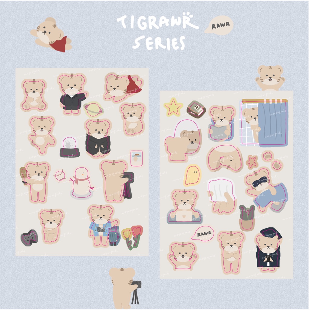 

Tigrawr Sticker Series for Deco/Decoration/Journal by Moyou Goods | Stiker Macan Tiger Lucu Cute