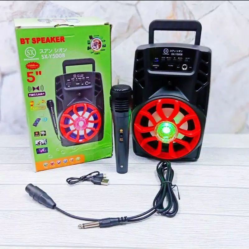 Speaker Bluetooth SX5008 SX5009 Bonus Microphone Speaker Karaoke