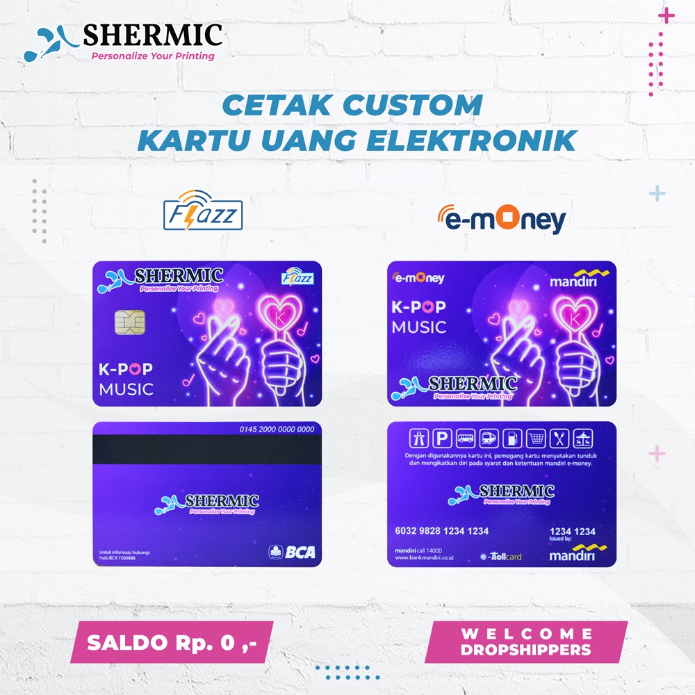 Cetak Custom Print UV Kartu BCA Flazz Mandiri Emoney 3D Emboss Timbul