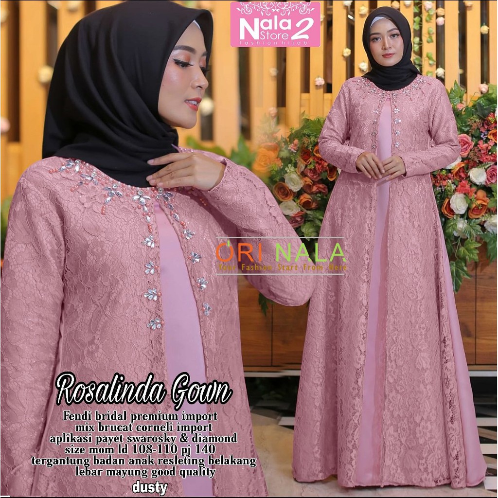 RHS ~ rosalinda gown gamis couple brukat mom kids ibu dan anak ori solo by nala hijab