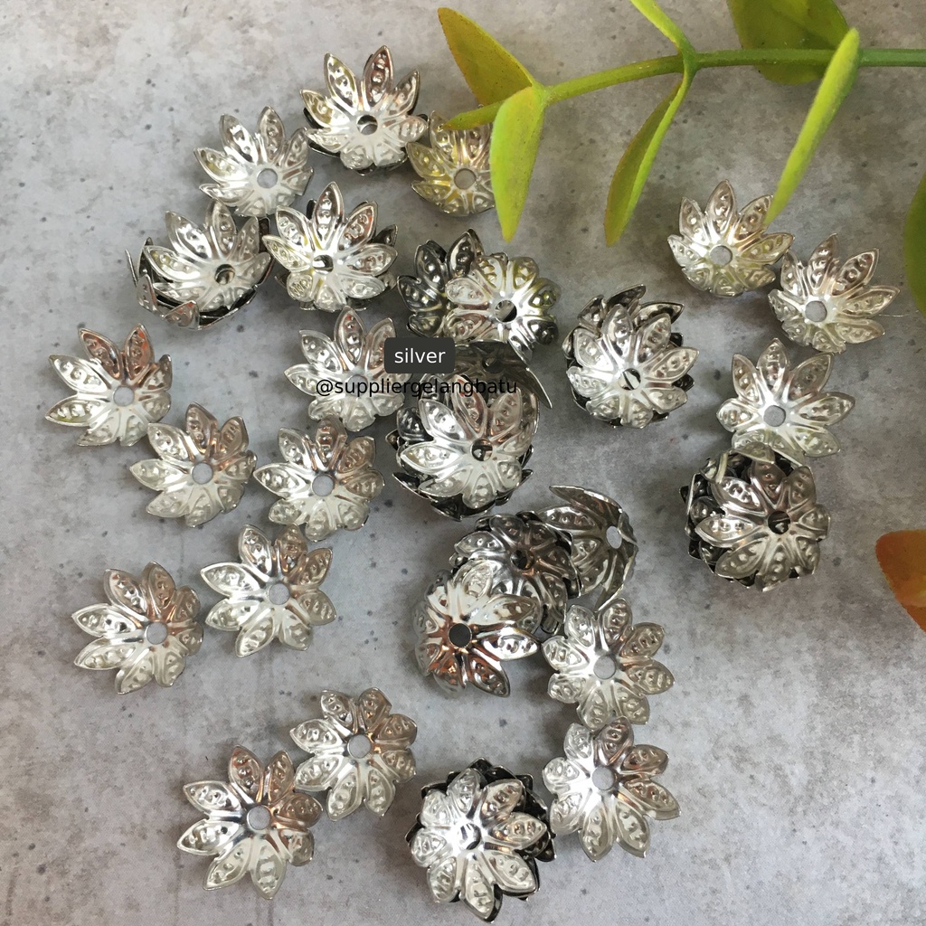 Sekat Mangkok Cangkang Mahkota Silver / Gold 8 kelopak Aksesoris bunga