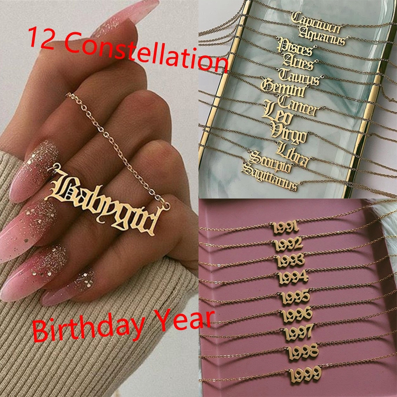 Kalung Wanita Hias Liontin Desain Tulisan 12 Konstelasi Kalung Wanita Hias Liontin Desain Tulisan 12 Konstelasi