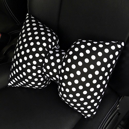 Bantal Sandaran Punggung Jok Mobil Pita Motif Polkadot