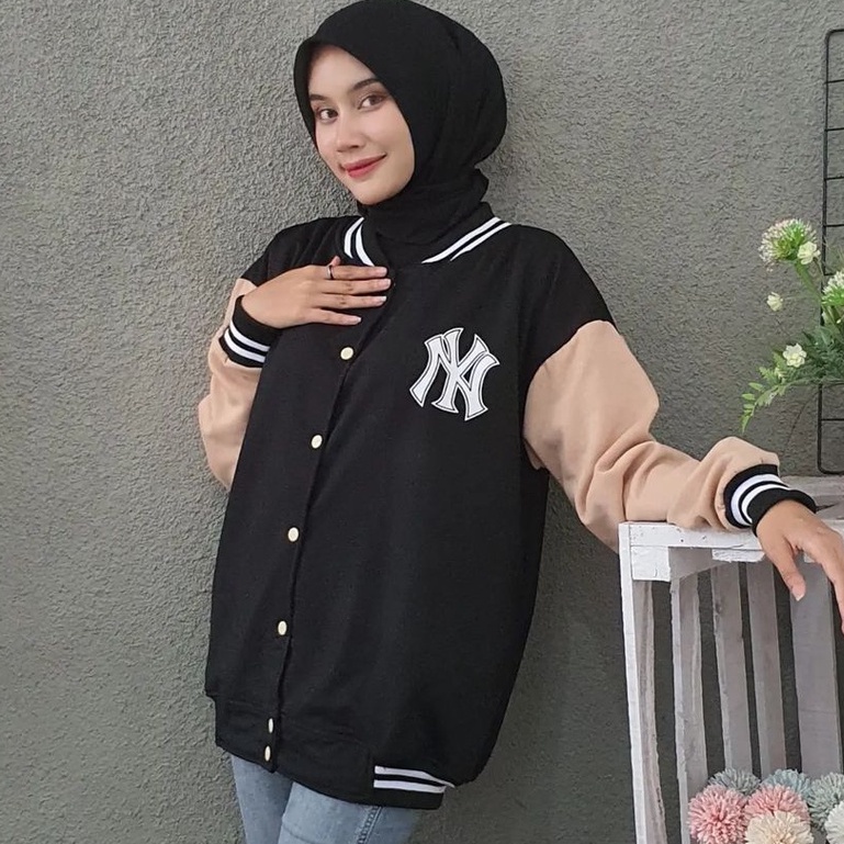 NY XXL Baseball - Jaket Oversize Baseball Wanita Korean