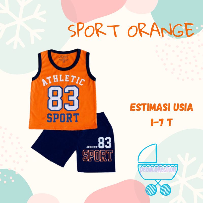 COD KELFI SETELAN SINGLET ANAK SETELAN ANAK COWOK SETELAN ANAK CEWEK BAJU ANAK SINGLET-SPORT ORANGE