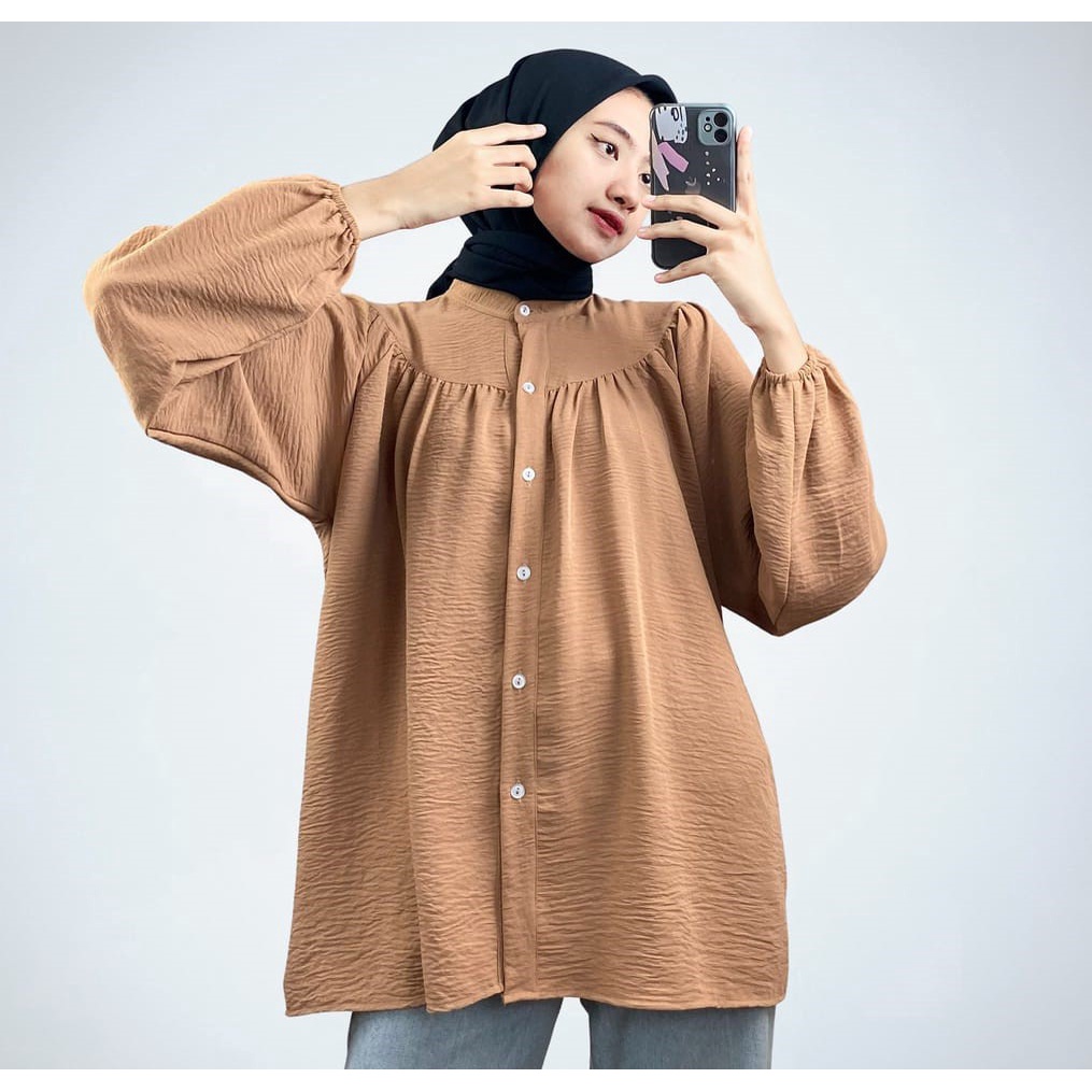 AFI - EC - ⭐️ PREMIUM AIRFLOW CRINCLE ⭐️ Rashifa Shirt Oversize Blouse CRINCLE