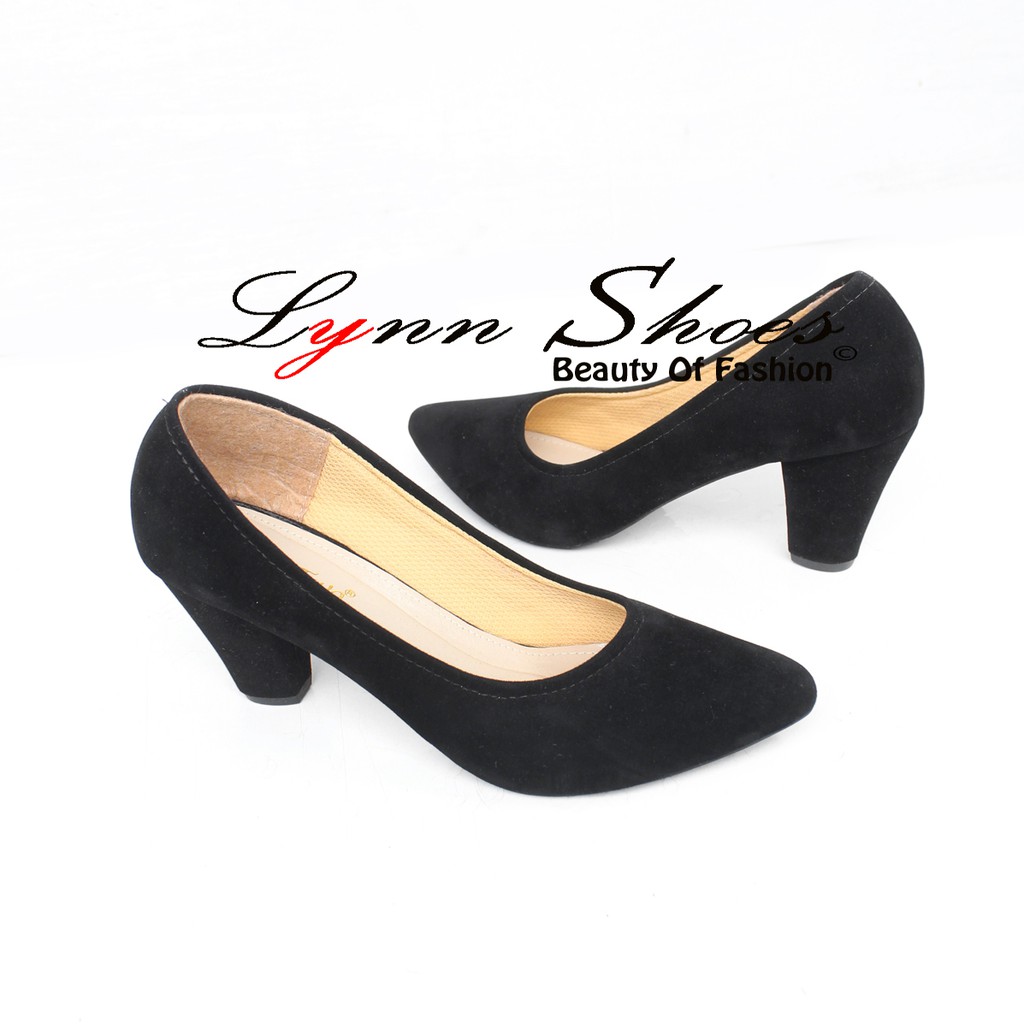 Lynn Phantofel Suede Sepatu Kerja Wanita PH4C - Coklat / Hitam