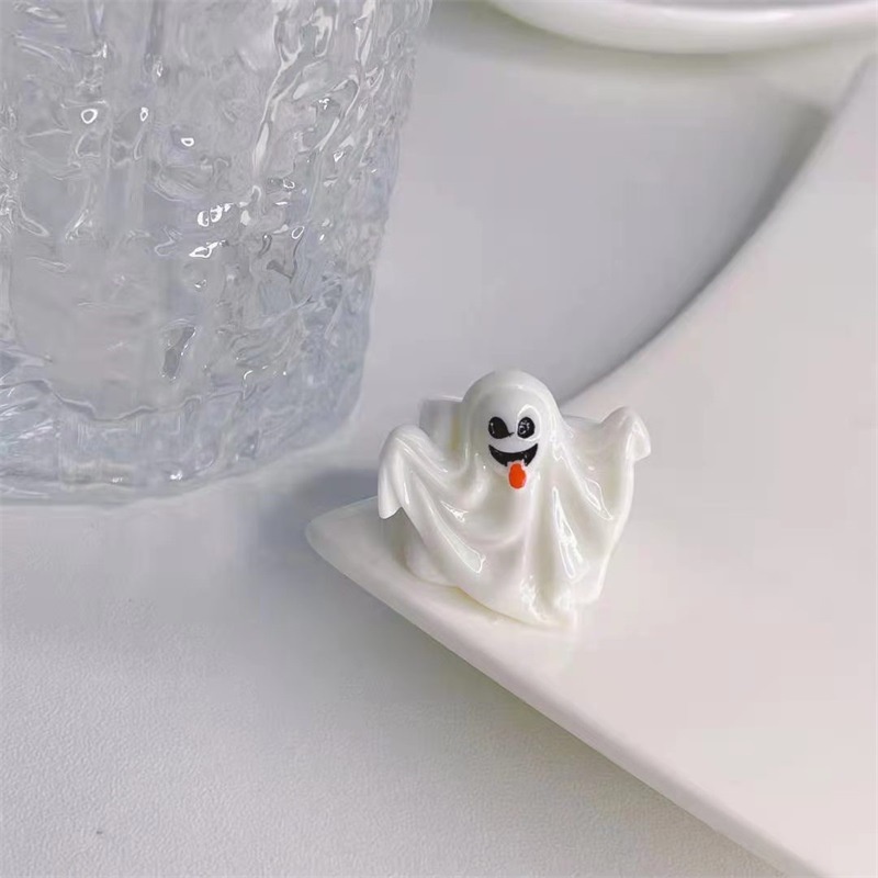 Cincin Jari Desain Kartun Labu Hantu Topi Kelelawar Ikatan Simpul Halloween Bahan resin Untuk Hadiah