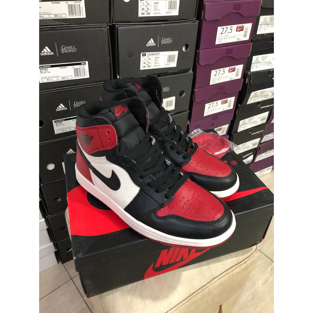 air jordan 1 bred toe harga