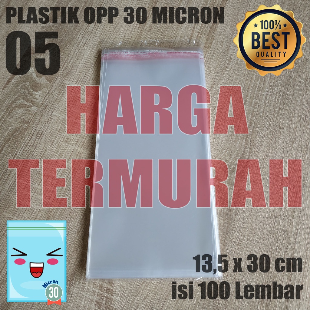 Plastik Opp 13,5x30 cm Plastik Seal Plastik Opp Lem Plastik Kemasan Tebal 30 Micron