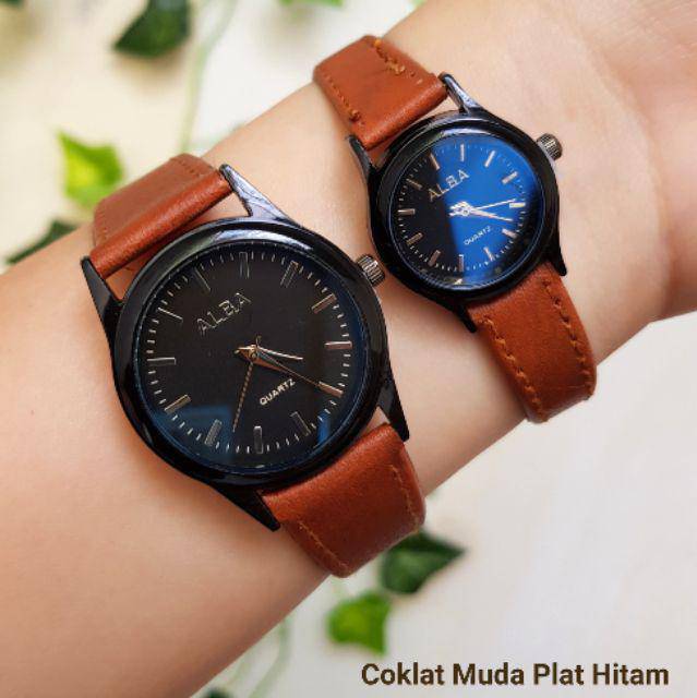 JAM TANGAN PRIA/WANITA ALBA COUPLE BALOK KULIT COD BISA BAYAR DITEMPAT