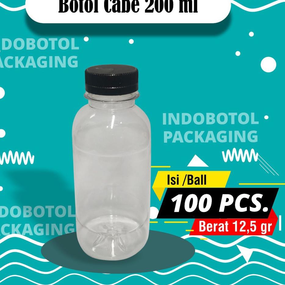 

✷ Botol Plastik Cabe 200ml (isi 100 pcs) Free Packing Kardus ☊