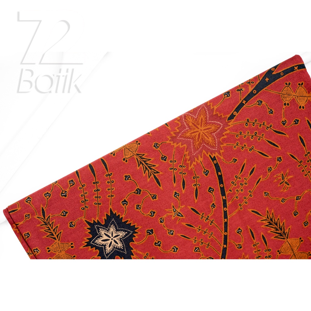 KAIN BATIK PREMIUM Bahan Katun Motif Kembang Asri Warna Merah Maroon Hitam 729191 Cap 72 Jarik Jarit Samping Kebat Panjang Batik Katun Modern Premium Bahan Seragam Batik Pernikahan Kantor Keluarga Murah Kamen Jadi Batik Bali Lembaran