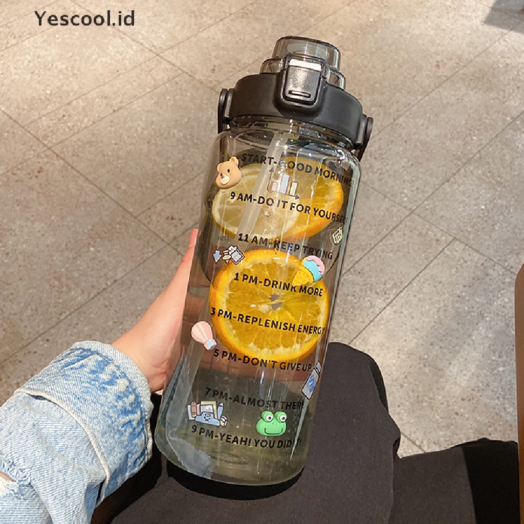 (Yescool) Botol Minum 2L Portable Dengan Sedotan Untuk Olahraga / Fitness / Sepeda