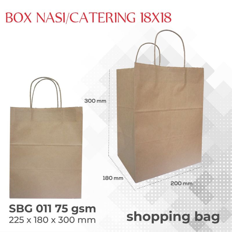 Tas Belanja Paper Bag Shopping Bag Kantong Kertas (SBG11-22.5X18.5X30 Cm)