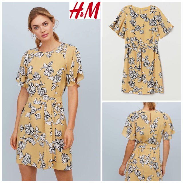 H*M TIE BELT DRESS - YELLOW FLORAL