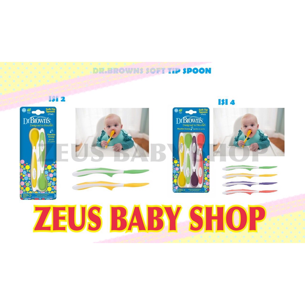 Dr.Browns Soft Tip Spoon / Sendok makan bayi [ Isi 2 / Isi 4 ] TF011 TF009