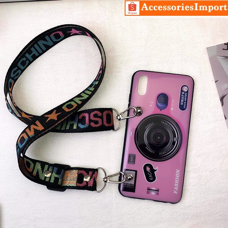 CASE RENO 5/ RENO 4/ 4F/ 4PRO/ RENO 3/ RENO 2/ 2F/ CASE MOTIF CAMERA + TALI GANTUNGAN SLEMPANG