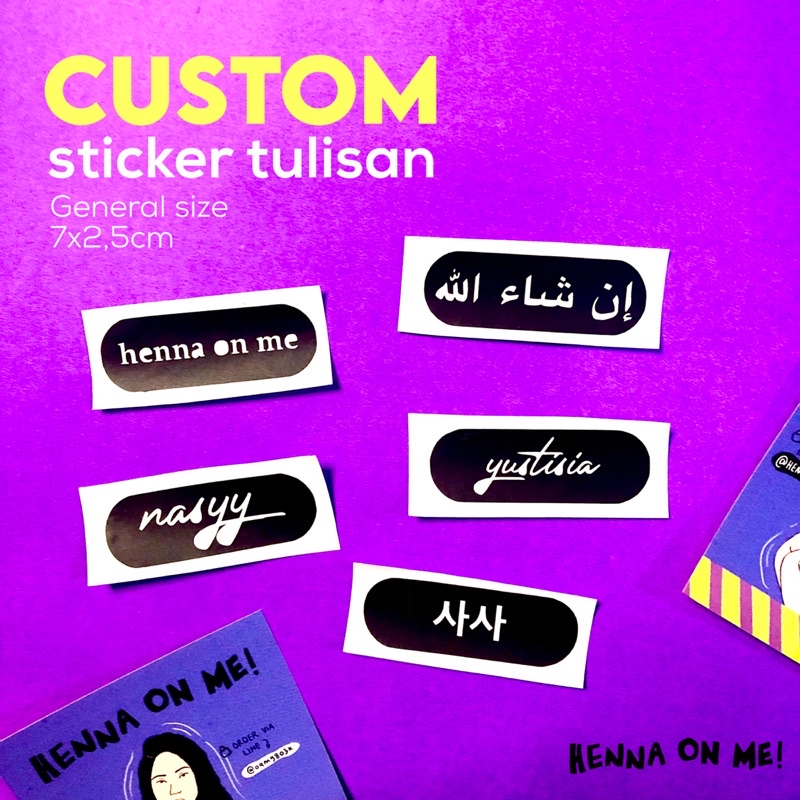 CUSTOM STICKER TULISAN UNTUK CETAKAN TEMPORARY TATTOO