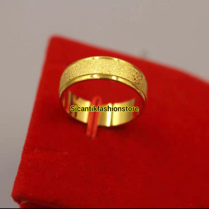 Cincin Titanium Gold Couple Anti Karat Selamanya Cincin Titanium Fashion Pria Wanita Terlaris Cincin Titanium Pasangan Terbaru Cincin kawin