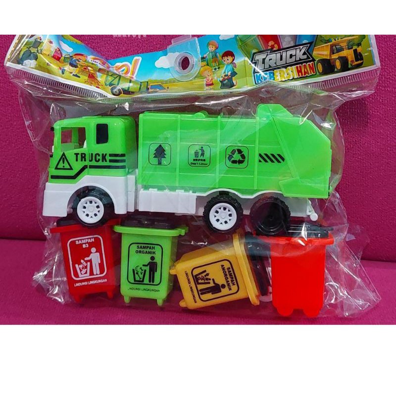 5in1 Mainan Anak Truk dengan 4 Tong Sampah Mini / Mini Garbage Truck MT53