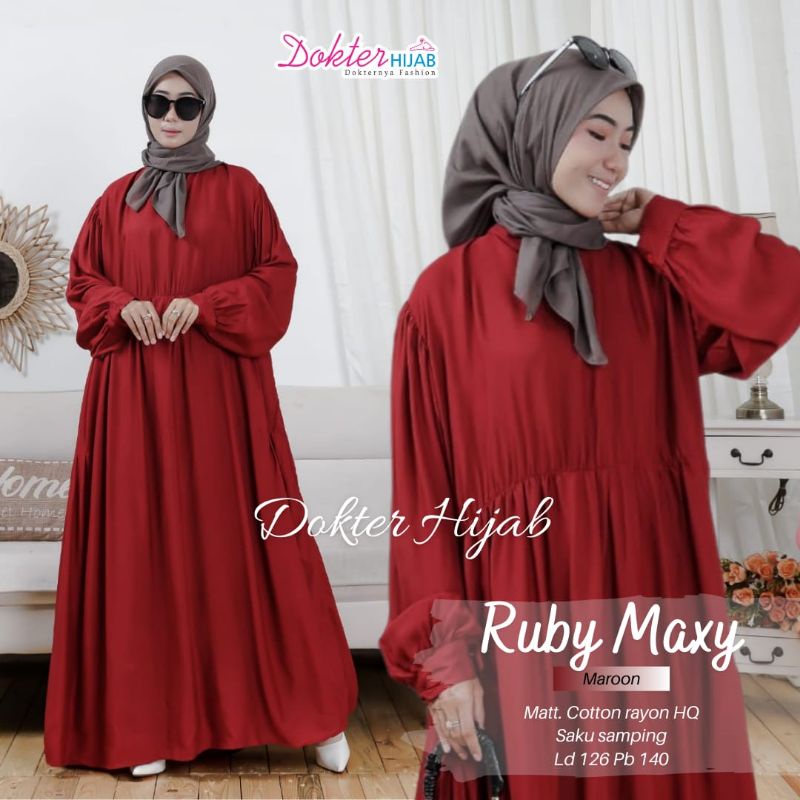 Ruby Maxy - Gamis Jumbo Katun Rayon ld 126 Original By Dokter Hijab