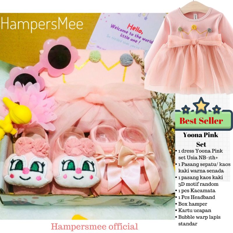 HAMPERSMEE SET PREMIUM - HAMPERS BAYI HAMPERS BABY KADO BAYI BABY GIFT HADIAH KELAHIRAN NEWBORN MURAH HEMPERS BAYI PARCEL BAYI BARU LAHIR-Pink Yoona A