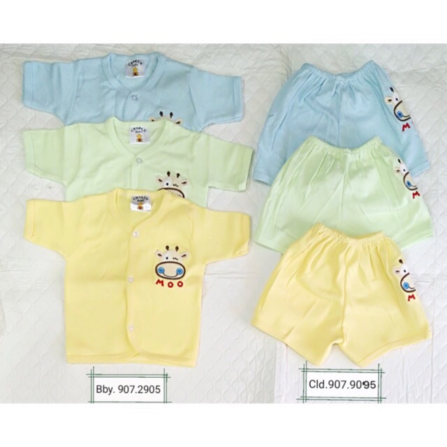 Baju bayi lengan pendek isi 6 PCS polos warna newborn 0-3m katun