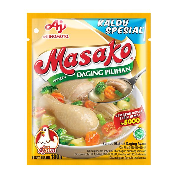 

MASAKO BUMBU PENYEDAP SERBAGUNA SACHET - Pelezat Masakan Rasa Ayam