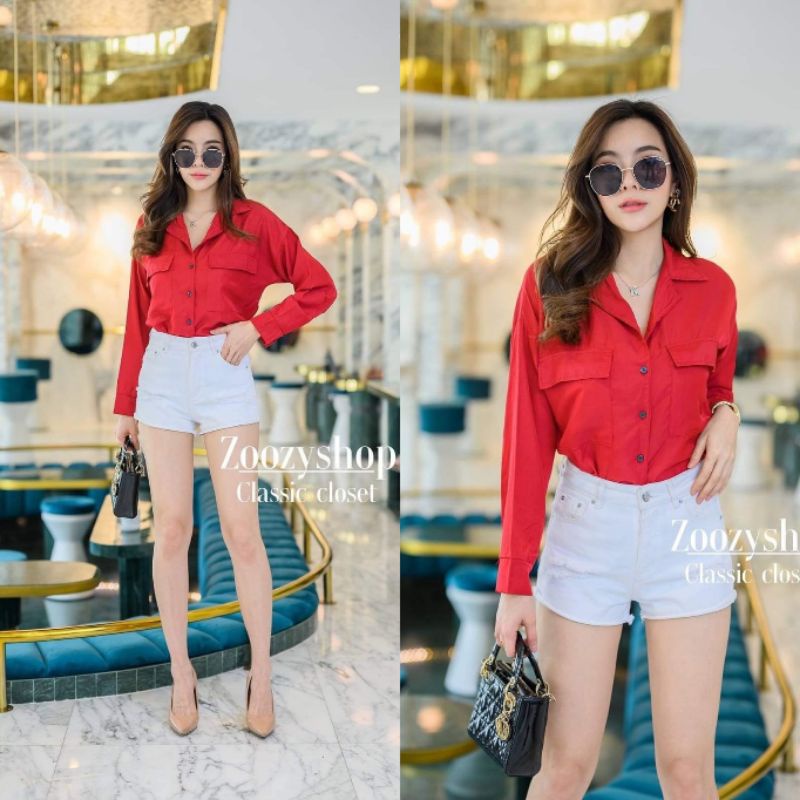 KEMEJA ZOOZY LONGSLEEVE POLOS FASHION WANITA IMPORT BANGKOK CODE 27