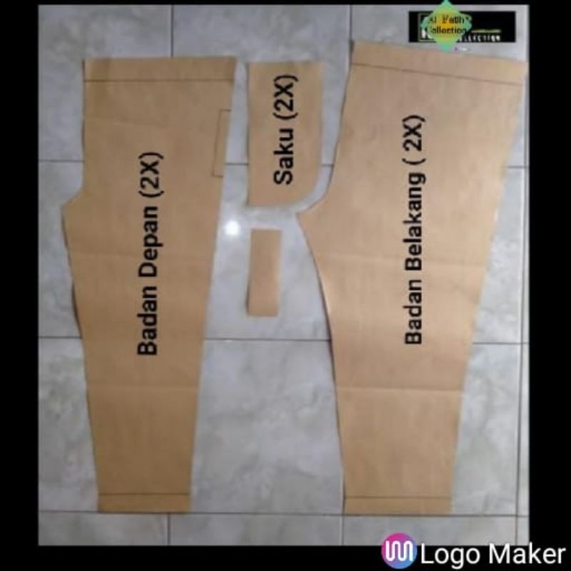 Pola jiplak celana kolor panjang dewasa 5 ukuran (1set)