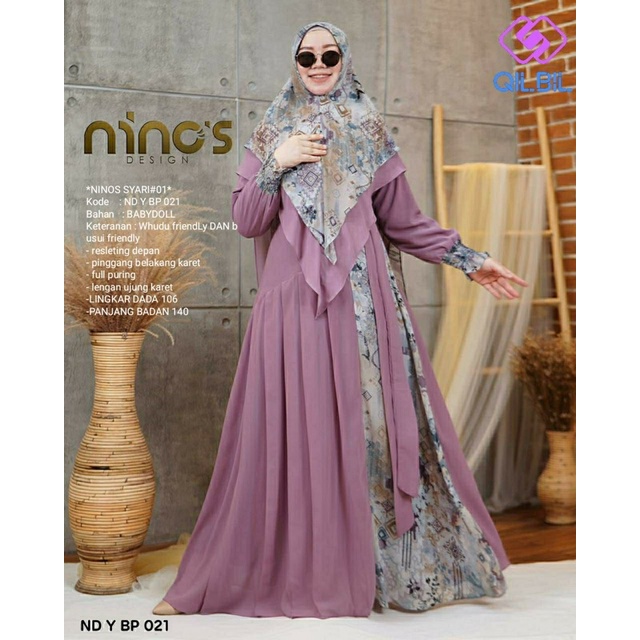 [BISA COD]QILBIL-TERBARU ninos vol#1 gamis syari set kerudung mewah elegan busui murah lebay