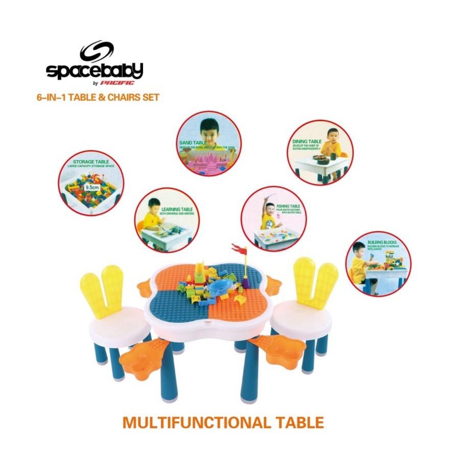 Space Baby SB988 6in1 Table and Chairs Set Meja Main Anak Multi Fungsi