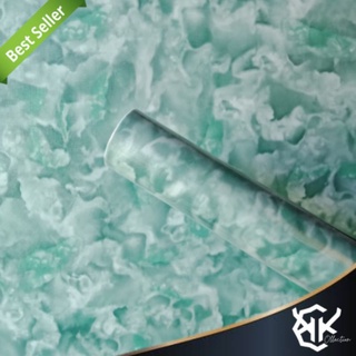 Wallpaper Dinding Motif Marmer 45cm x 10m Green Marmer Wallpaper Sticker Wallstiker Wallpaper Sticke