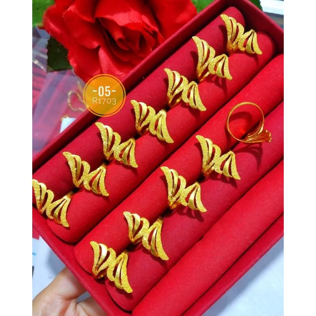 (LAPIS KRISTAL BERGARANSI) CINCIN LAPIS KRISTAL/EMAS 24K