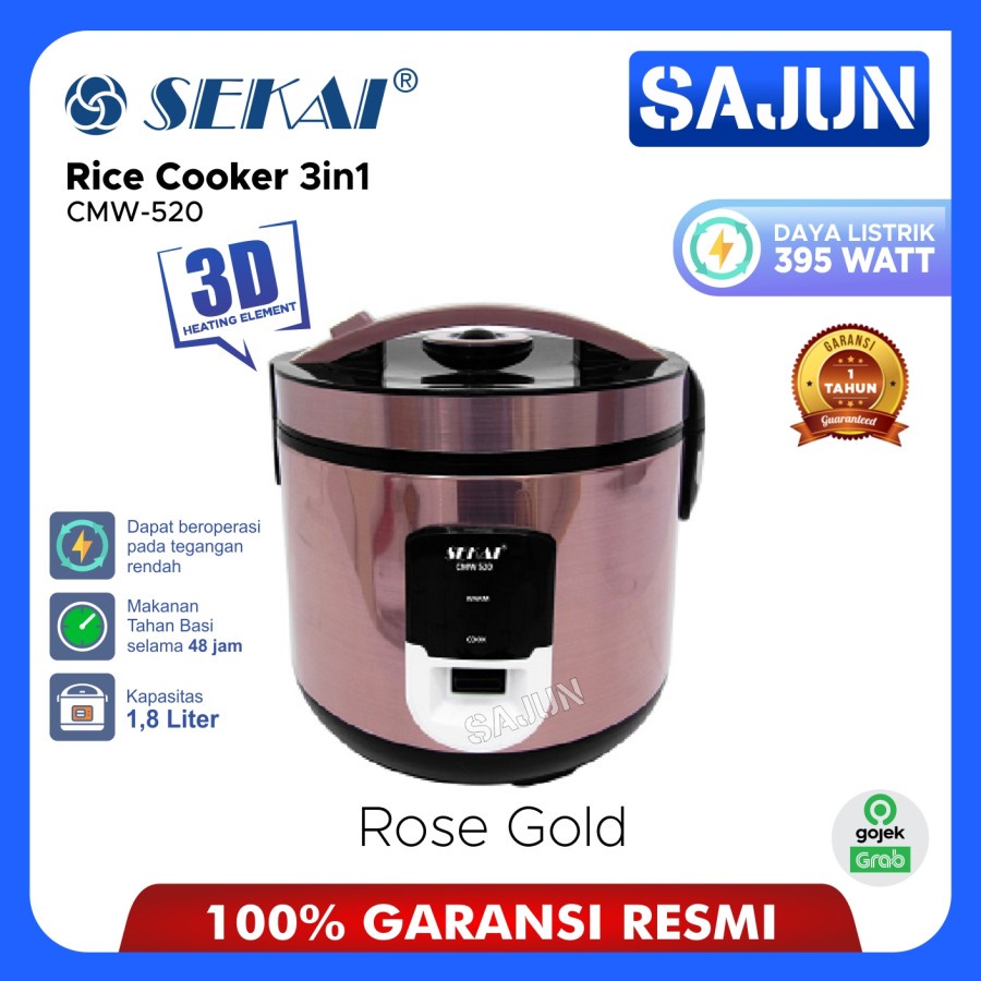 SEKAI Penanak Nasi CMW520 Stainless 1,8 Lt Rice Cooker 3in1 CMW 520