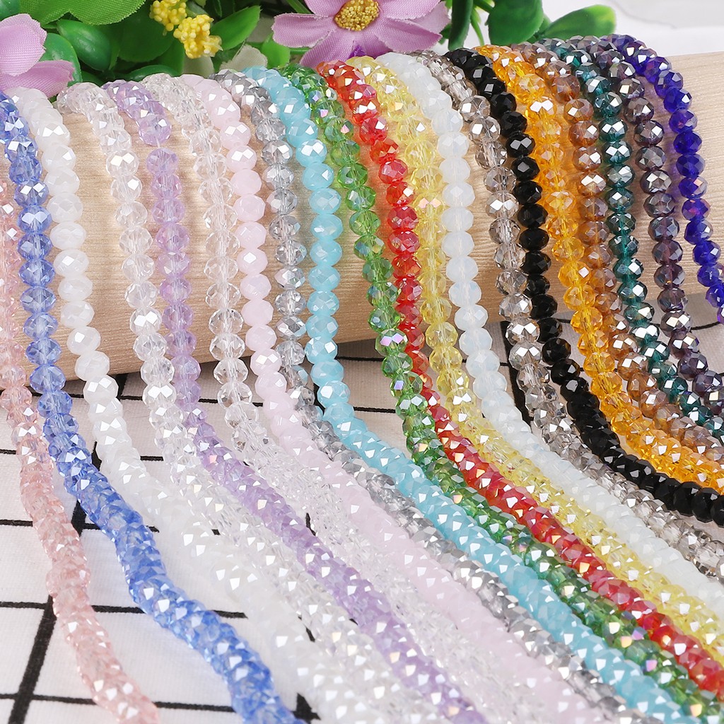 Wholesale 145 Pcs 4 mm Multicolor Rondelle Faceted Glass Beads Czech Crystal Beads For Jewelry Crafts Sewing Clothing Accessories