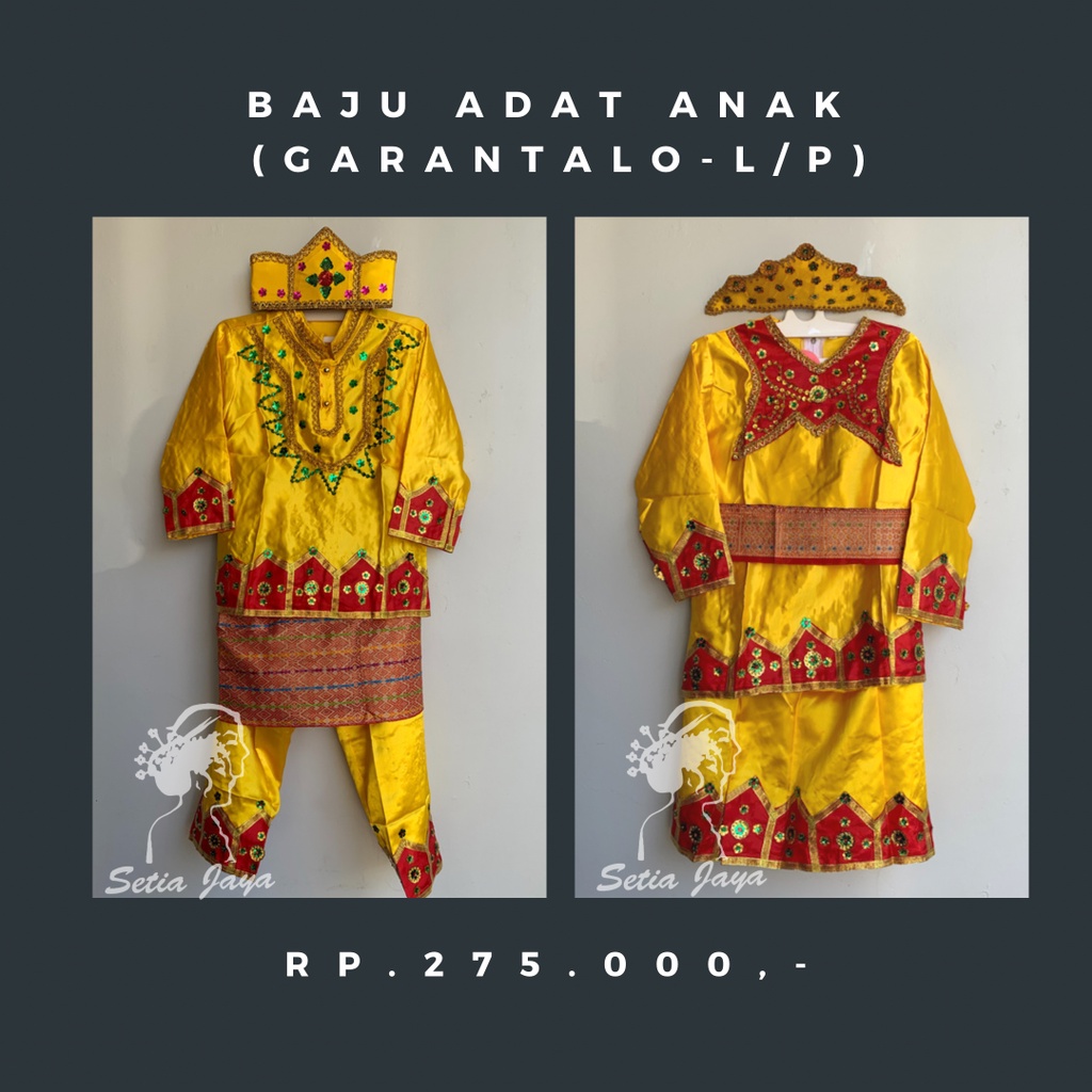 Baju Adat Anak Gorontalo SD/ Baju Tarian Gorontalo / Kostum Karnaval