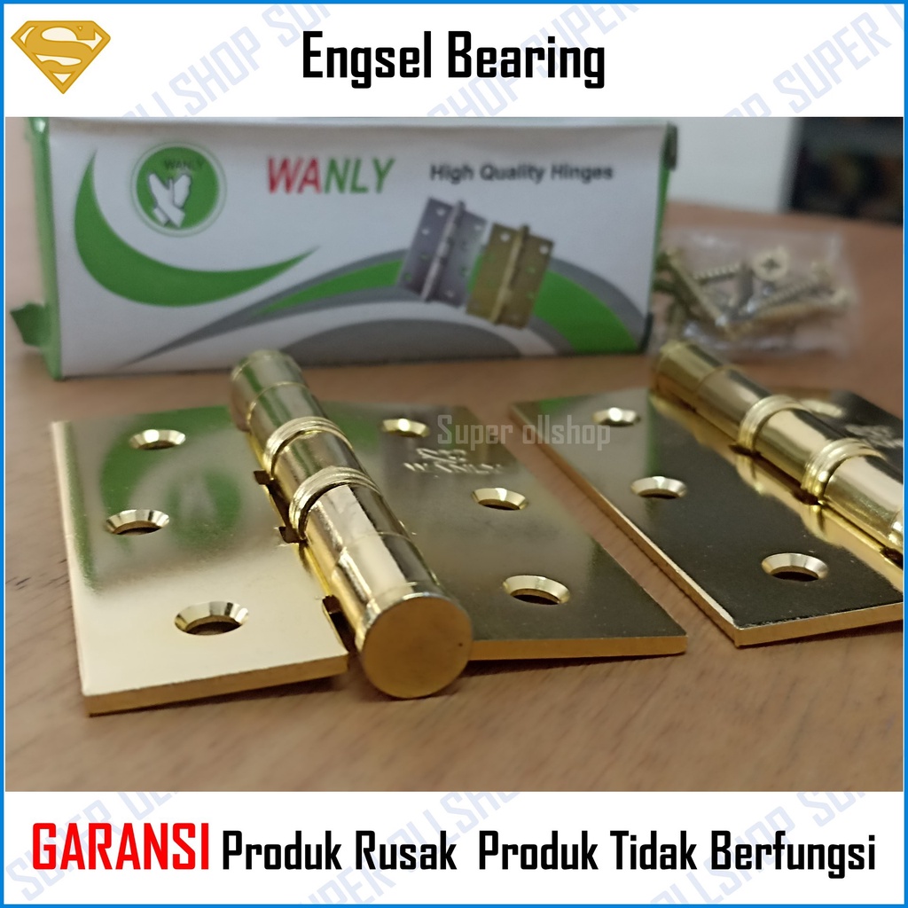 Engsel Jendela 3 Inch Bearing Tebal Silver Kuning Hinges Pintu Rumah Kamar Kayu Murah