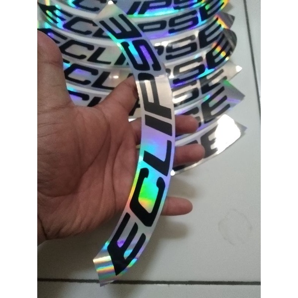 stiker velg rim sepeda lipat folding bike eclipse bahan Hologram ring 20 inch lebar 3 cm