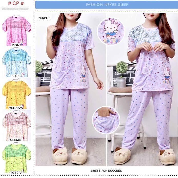 Baju Tidur Katun Lengan Pendek Celana Panjang - Baju Tidur Remaja